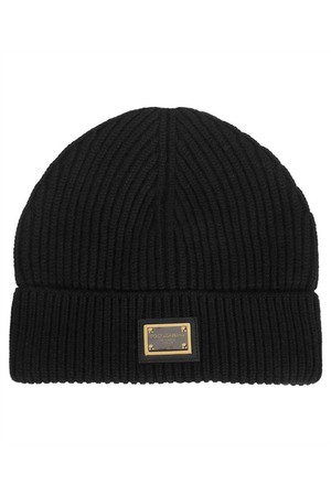 돌체앤가바나 남성 모자 Dolce   Gabbana GXK63T JAWK0 CASHMERE AND WOOL WITH BRANDED TAG Beanie   Black NB24