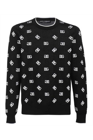 돌체앤가바나 남성 니트 스웨터 Dolce   Gabbana GXJ79T JDMP4 WOOL SILK LOGO Knit   Black NB24