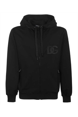 돌체앤가바나 남성 맨투맨 후드 Dolce   Gabbana G9PD2Z G7C8H ZIP UP JERSEY WITH DG EMBROIDERY Hoodie   Black NB24