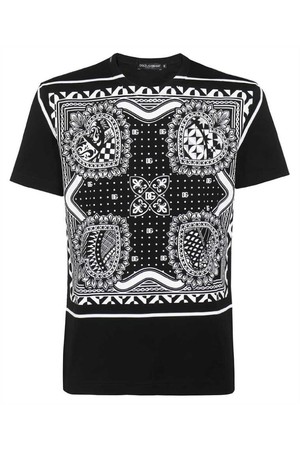 돌체앤가바나 남성 티셔츠 Dolce   Gabbana G8KBAT G7DED BANDANA PRINT T shirt   Black NB24