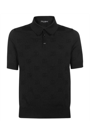 돌체앤가바나 남성 폴로티 Dolce   Gabbana GXJ89T JAST6 MONOGRAM SILK Polo   Black NB24