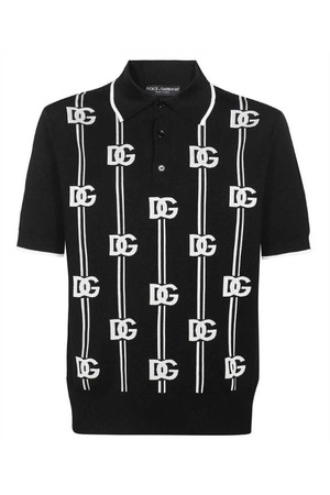 돌체앤가바나 남성 폴로티 Dolce   Gabbana GXJ98T JAST5 LOGO PRINT KNITTED Polo   Black NB24