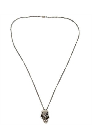 알렉산더 맥퀸 남성 목걸이 Alexander McQueen 554496 J160Y DIVIDED SKULL Necklace   Silver NB24