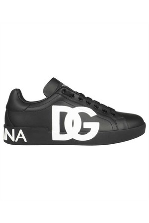 돌체앤가바나 남성 스니커즈 Dolce   Gabbana CS1772 AC330 CALFSKIN NAPPA PORTOFINO WITH DG LOGO PRINT Sneakers   Black NB24