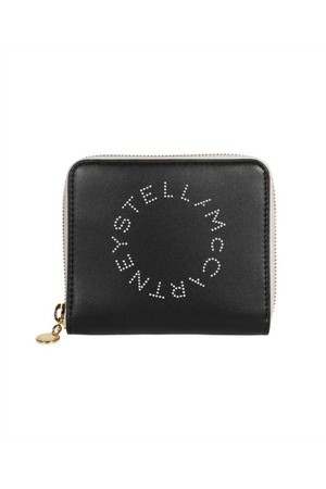 스텔라 맥카트니 여성 지갑 Stella McCartney 7P0009 W8856 LOGO GRAINY STUDDED ZIP MINI Wallet   Black NB24