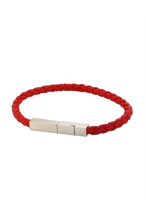 보테가 베네타 남성 팔찌 Bottega Veneta 732416 V507C BRAID LEATHER Bracelet   Red NB24