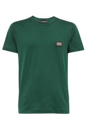 돌체앤가바나 남성 티셔츠 Dolce   Gabbana G8PT1T G7F2I COTTON BRANDED TAG T shirt   Green NB24