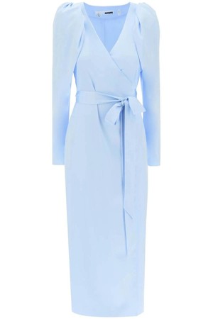 로테이트 여성 원피스 satin wrap midi dress with a crossover NB02