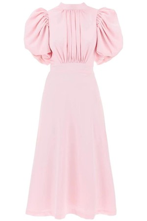 로테이트 여성 원피스 midi satin dress with balloon sleeves NB02