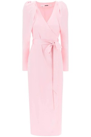 로테이트 여성 원피스 satin wrap midi dress with a crossover NB02