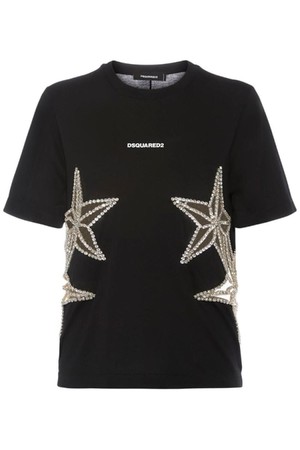 디스퀘어드2 여성 티셔츠 Embellished stars jersey t shirt NB01