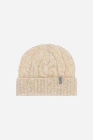 브루넬로 쿠치넬리 여성 모자 mohair wool cable knit beanie with Shiny Tab NB26