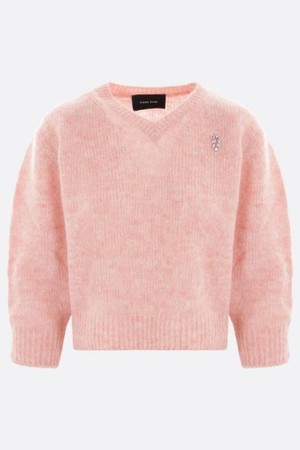 시몬 로샤 여성 니트 스웨터 alpaca wool cropped sweater NB26