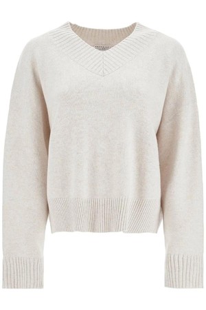 브루넬로 쿠치넬리 여성 스웨터 cashmere pullover with shiny cuff details  NB02