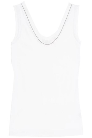 브루넬로 쿠치넬리 여성 티셔츠 ribbed tank top with shiny collar NB02