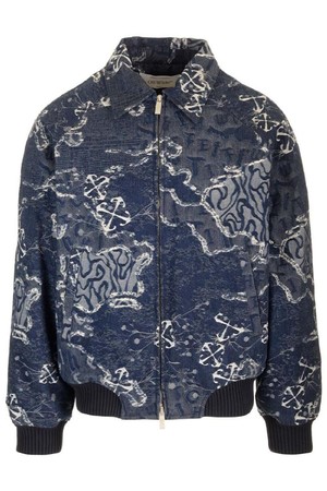 오프화이트 남성 자켓 blue jacquard bomber jacket NB19