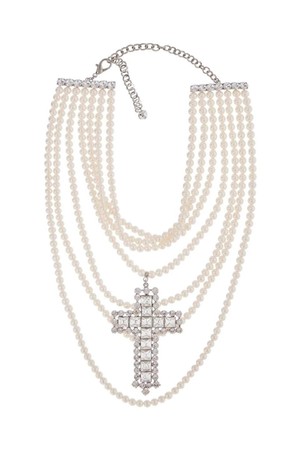 알렉산드라리치 여성 목걸이  necklace with pearls and crystal cross NB02