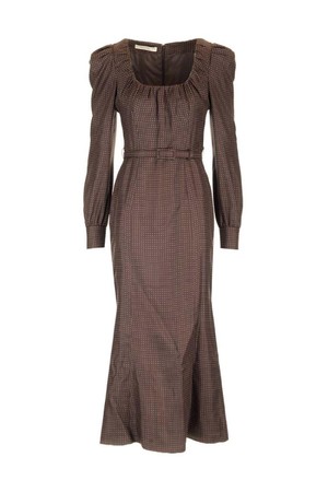 알렉산드라리치 여성 원피스 brown silk twill long dress NB19