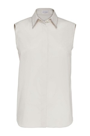 브루넬로 쿠치넬리 여성 셔츠 블라우스 COTTON SLEEVELESS SHIRT NB30