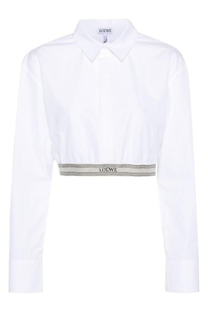 로에베 여성 셔츠 블라우스 LOGO COTTON CROPPED SHIRT NB30