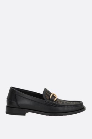 펜디 남성 로퍼 Fendi OLock smooth leather and FF fabric loafers NB26