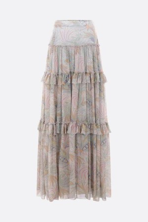 에트로 여성 스커트 Paisley print silk flounced skirt NB26