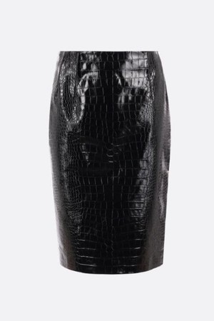 베르사체 여성 스커트 crocodile effect shiny leather skirt NB26