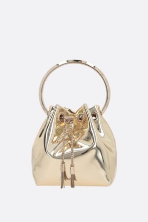 지미추 여성 숄더백 Bon Bon laminated faux leather bucket bag NB26