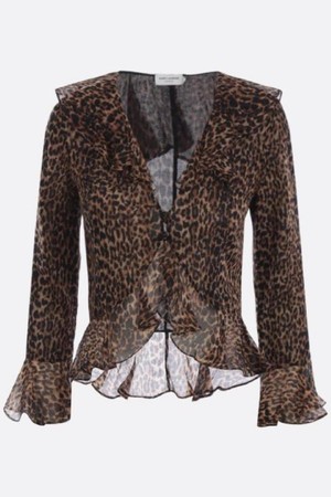 생로랑 여성 블라우스 leopard print wool blouse NB26