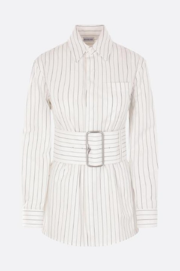 BURBERRY - 셔츠 - 버버리 여성 셔츠 striped cotton shirt with belt NB26