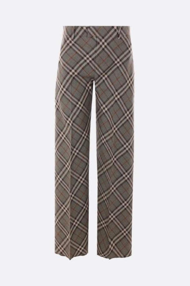 BURBERRY - 롱/미디팬츠 - 버버리 여성 바지 Check wool trousers NB26