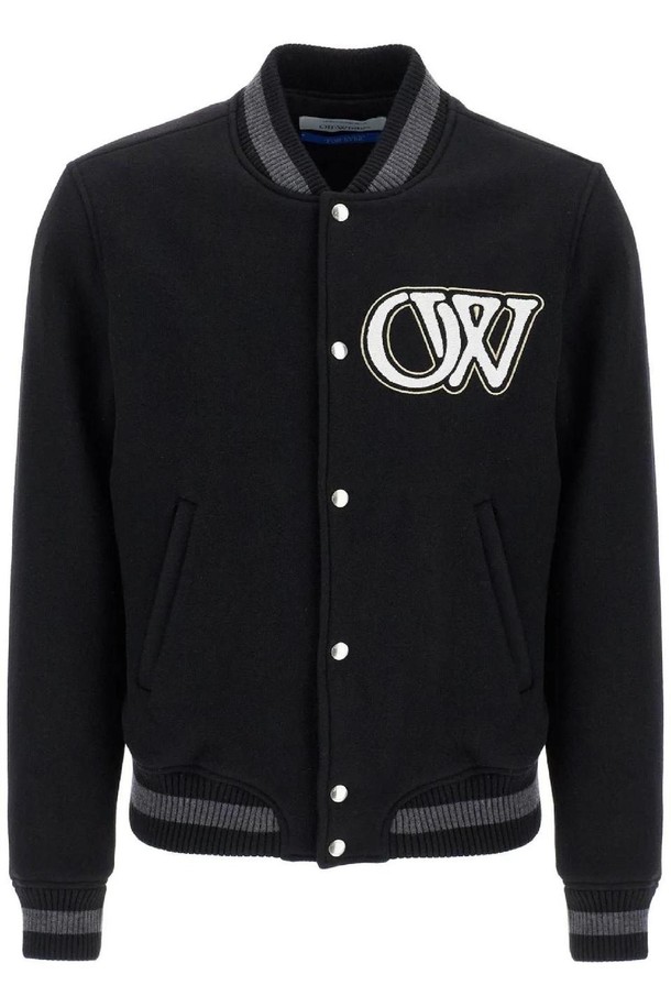 OFF-WHITE - 블루종/점퍼 - 오프화이트 남성 봄버 자켓 embroidered lettering varsity NB02