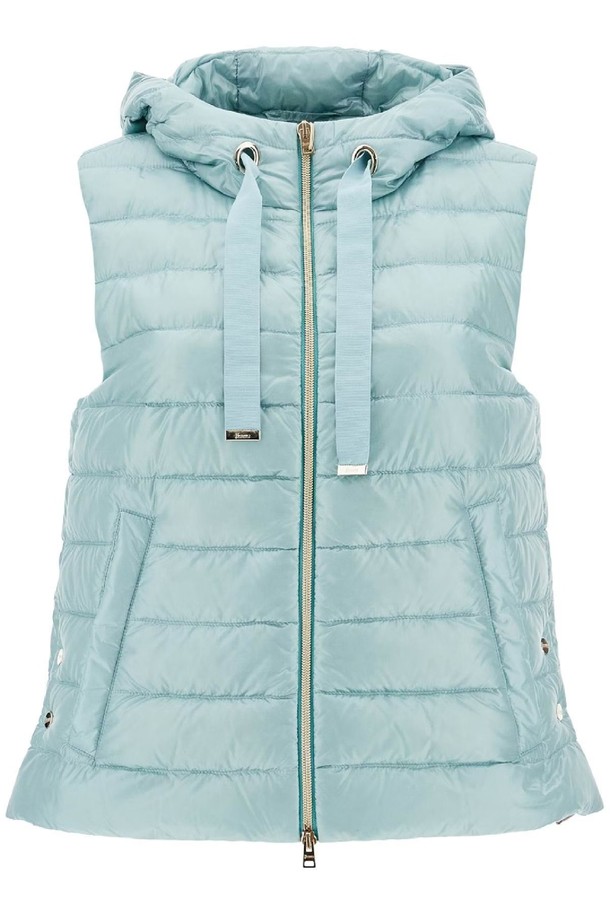 HERNO - 베스트 - 에르노 여성 자켓 light blue quilted nylon gilet with hood NB02