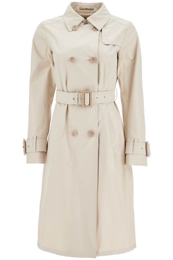 HERNO - 코트 - 에르노 여성 트렌치코트 beige cotton double breasted trench coat with adjustable sleeves NB02