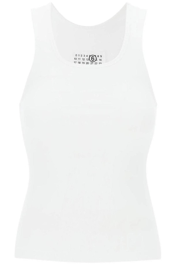 MM6 Maison Margiela - 반소매 티셔츠 - 엠엠식스 메종마르지엘라 여성 티셔츠 tank top with numeric logo NB02