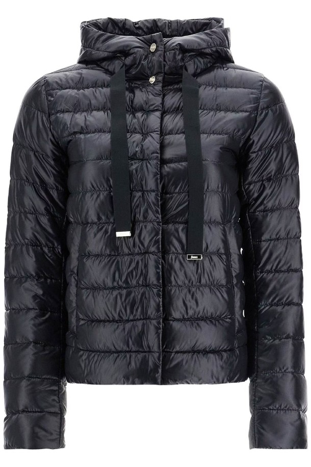 HERNO - 점퍼 - 에르노 여성 패딩 ultra lightweight black nylon down jacket with hood NB02