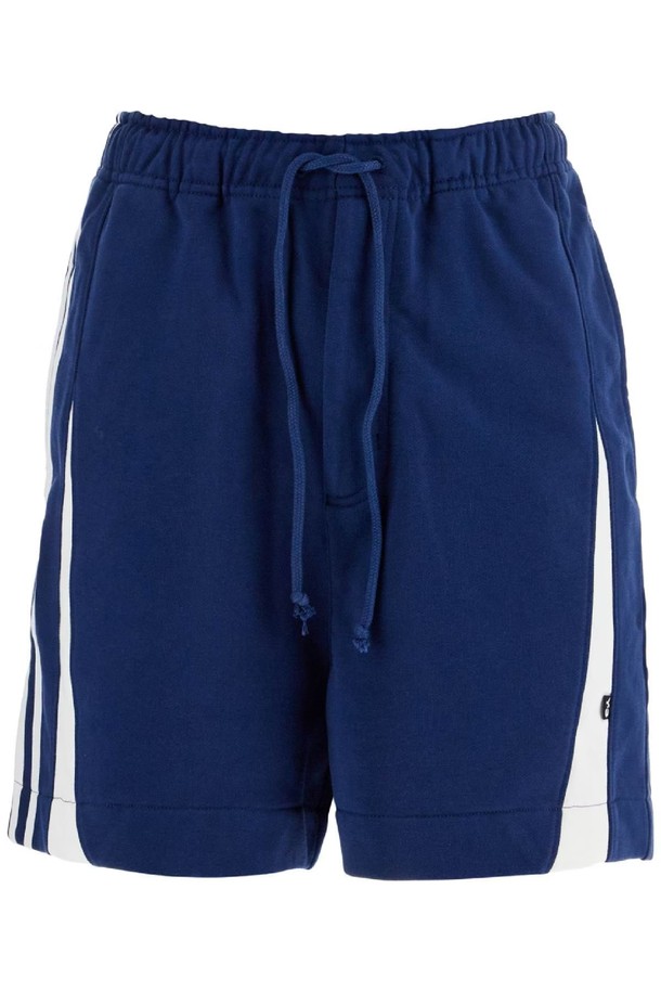 Y-3 - 하프팬츠 - 요지야마모토 남성 숏팬츠 blue cotton shorts with side stripes NB02