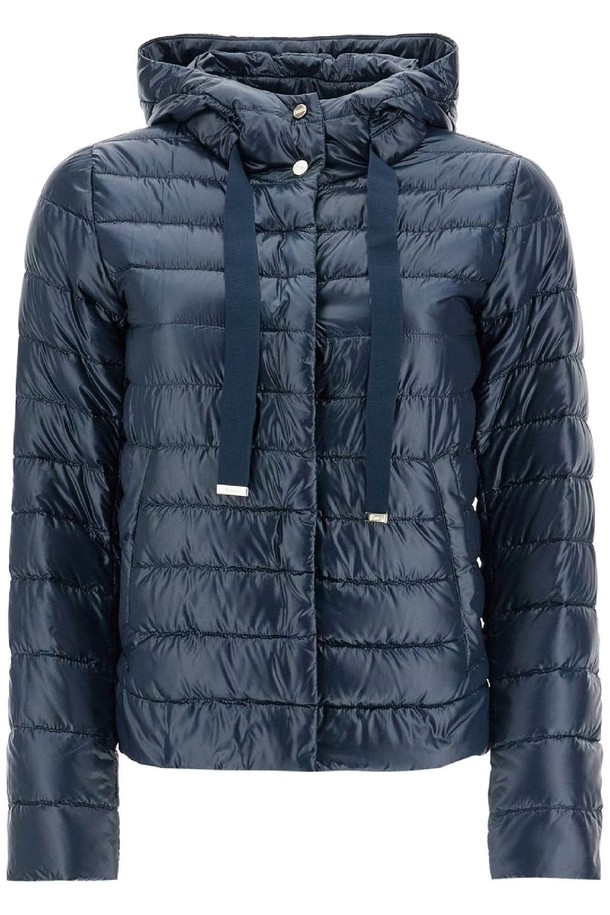 HERNO - 점퍼 - 에르노 여성 패딩 cropped down jacket with hood in ultralight dark blue nylon NB02