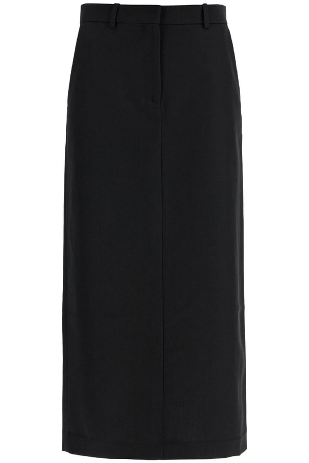 TOTEME - 미디스커트 - 토템 여성 스커트 black midi straight low waisted skirt in recycled polyester and wool NB02