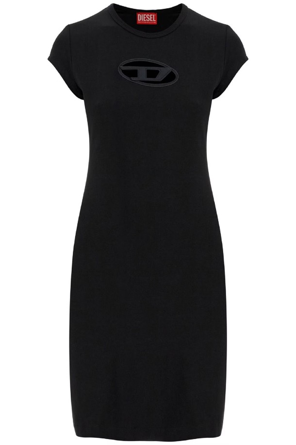 DIESEL - 긴소매 원피스 - 디젤 여성 원피스 black cotton dress with central opening above the knee NB02