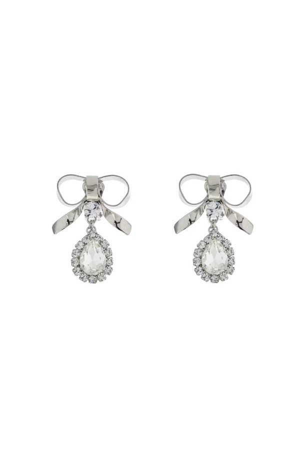 ALESSANDRA RICH - 귀걸이 - 알렉산드라리치 여성 귀걸이 bow earrings with crystal pendant in silver plated brass NB02