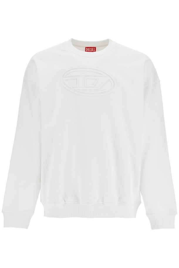 DIESEL - 스웨트셔츠 - 디젤 남성 맨투맨 후드 white cotton sweatshirt with raised logo for men NB02