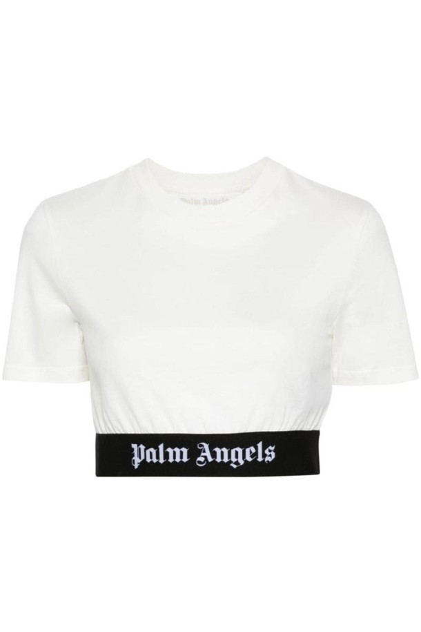 PALMANGELS - 반소매 티셔츠 - 팜앤젤스 여성 티셔츠 Cropped t shirt with logo band NB19