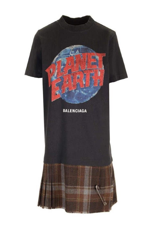 BALENCIAGA - 긴소매 원피스 - 발렌시아가 여성 원피스  Layered Planet Earth  T shirt NB19