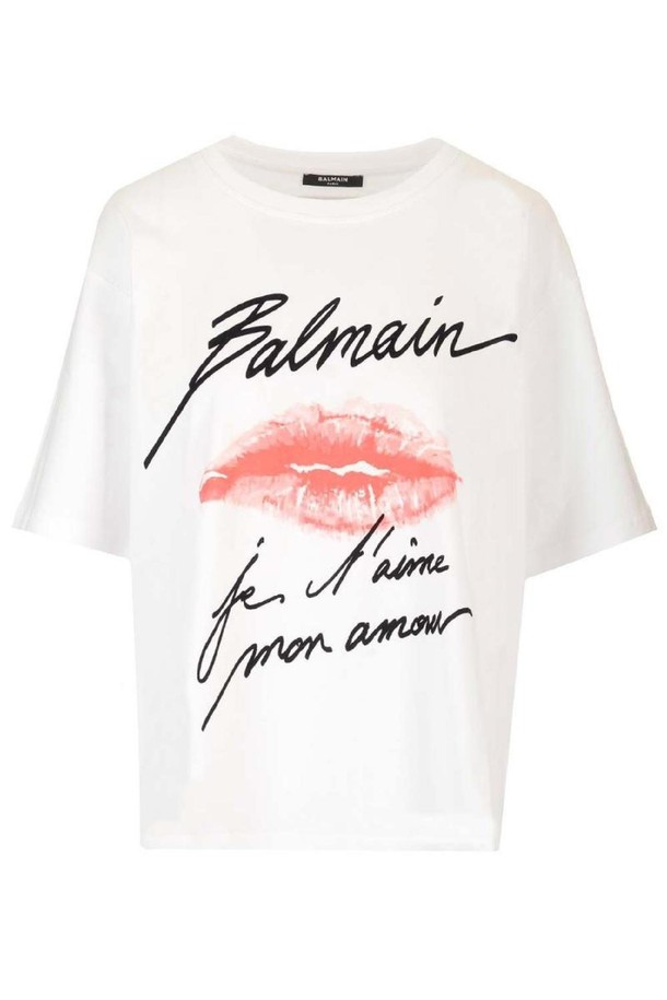 BALMAIN - 반소매 티셔츠 - 발망 여성 티셔츠  Je taime mon amour  T shirt NB19