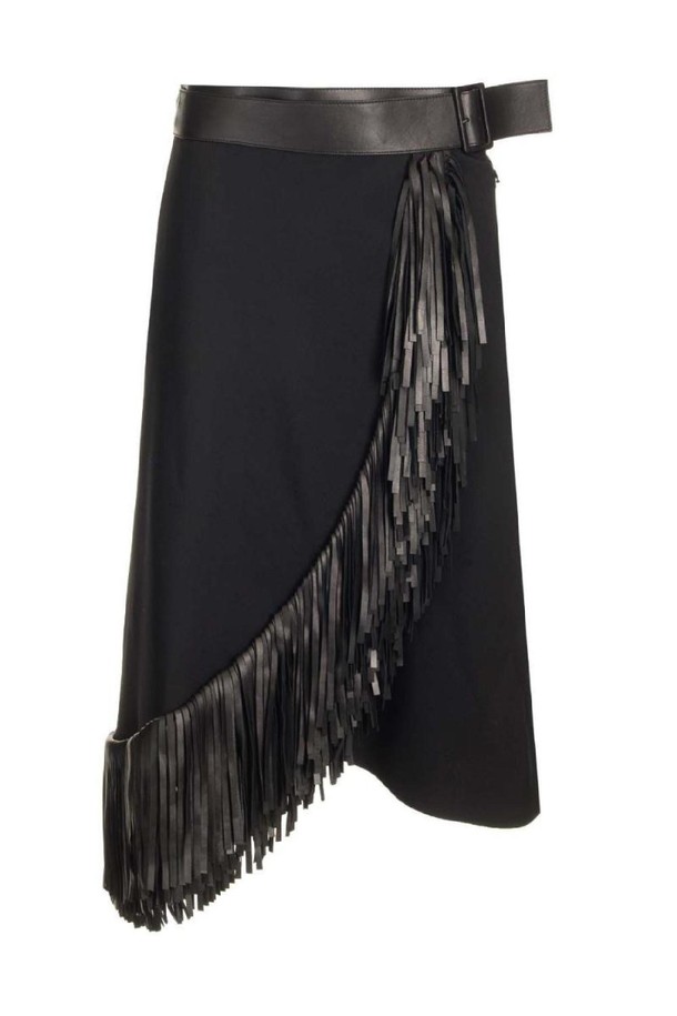 ALAIA - 미디스커트 - 알라이아 여성 스커트 Wool gabardine fringed skirt NB19