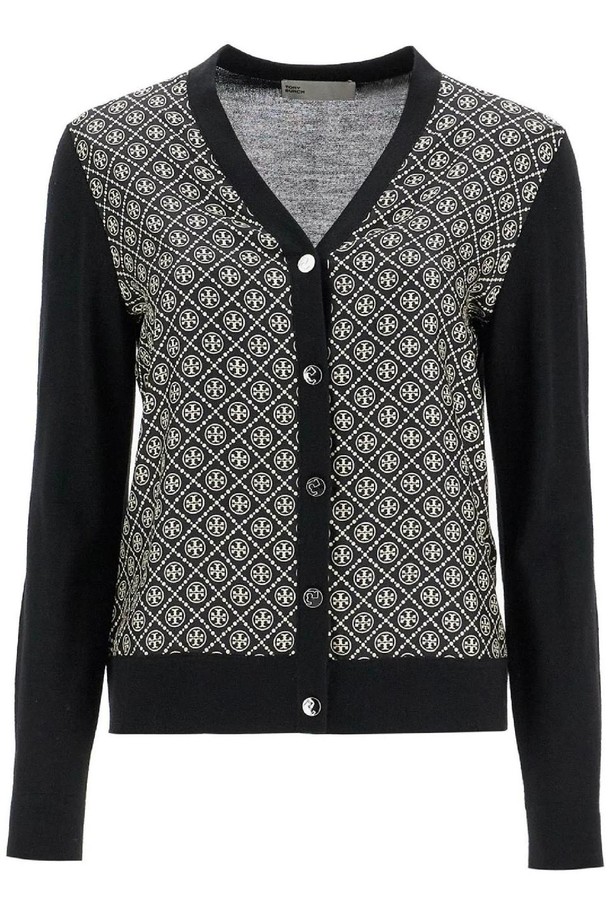 TORY BURCH - 가디건 - 토리버치 여성 가디건 silk insert cardigan with eight NB02