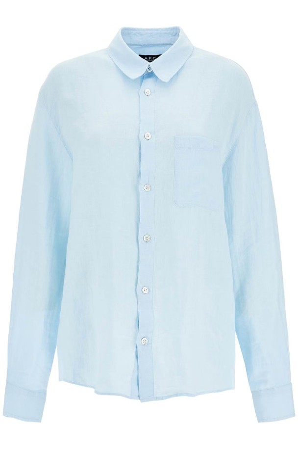 A.P.C. - 셔츠 - 아페쎄 여성 셔츠 블라우스 light blue linen shirt wide fit NB02