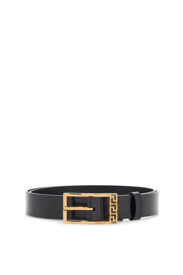 VERSACE - 벨트 - 베르사체 남성 벨트 black brushed calfskin belt 30 mm with geometric buckle NB02