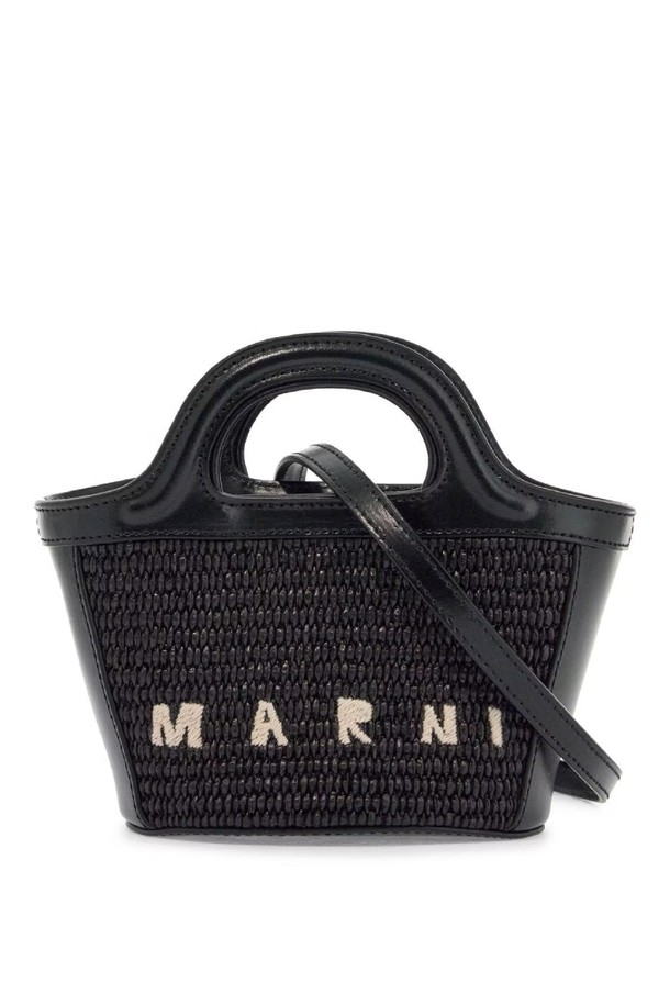 MARNI - 토트백 - 마르니 여성 핸드백 black woven cotton and nylon handbag with leather details and removable shoulder strap NB02